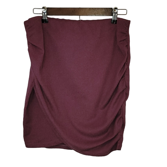 Free People Angie Wrap Skirt Ruched Textured High Waist Purple Size Large - Picture 3 of 6